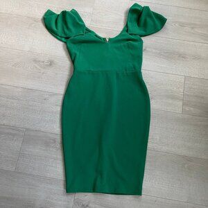green midi fitted dress size L